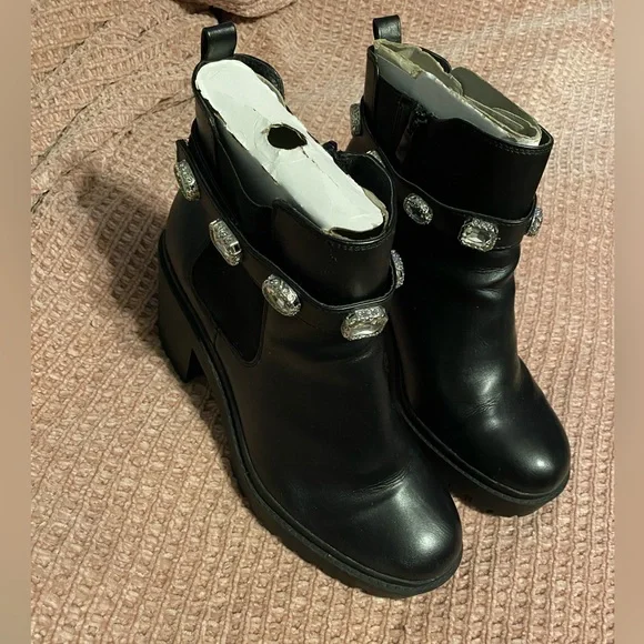 Torrid Black Ankle Boots with Crystal Belt - Picture 3 of 9